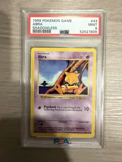 1999 Pokemon Shadowless Abra PSA 9 Mint #43 - Image 1