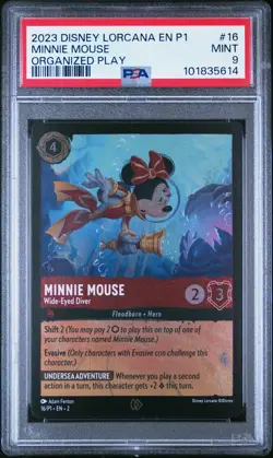 2023 DISNEY LORCANA EN P1-PROMO #16 MINNIE MOUSE - WIDE-EYED DIVER PSA 9 - Image 1