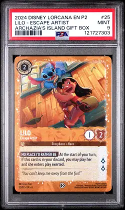 2024 DISNEY LORCANA EN P2-PROMO LILO GIFT BOX #25 LILO - ESCAPE ARTIST PSA 9 - Image 1