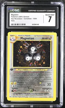 CGC 7 GERMAN Magneton 2001 Neo Revelation 1st Edition 10/64 Holo Pokemon Card - Image 1
