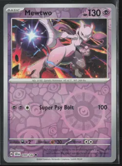 Mewtwo Uncommon SV07: Stellar Crown 059/142 LP Pokemon Card Reverse Holo - Image 1