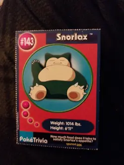 Vintage POKEMON Pokemon Burger King Promo SNORLAX #143 TRADING CARD Nintendo Tcg - Image 1