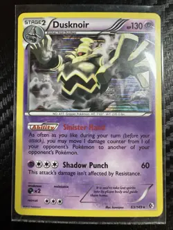 Pokemon Dusknoir Holo Rare Card Boundaries Crossed 63/149 Near Mint - Image 1