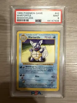 1999 Pokemon Shadowless Wartortle PSA 9 Mint #42 - Image 1