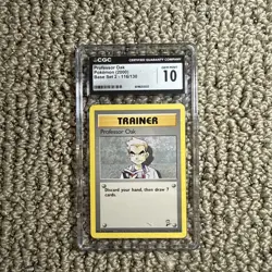 Pokemon TCG Imposter Professor Oak Base Set 2 102/130 Unlimited Rare CGC 8 - Image 1
