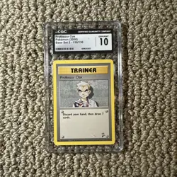 Pokemon TCG Imposter Professor Oak Base Set 2 102/130 Unlimited Rare CGC 8 - Image 3