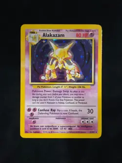 POKEMON TCG 1999 ALAKAZAM 1/102 BASE SET HOLO RARE EN - LP - Image 1