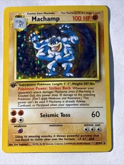 Pokemon Machamp 1st Edition Holo Base Set 8/102 Holo Rare 1999 WOTC - Image 1