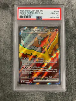 2025 POKEMON DRI EN-DESTINED RIVALS ULTRA RARE TEAM ROCKET'S MOLTRES EX PSA 10 - Image 1