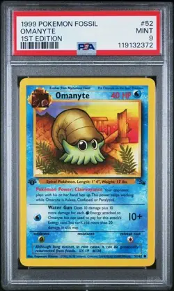 First Edition 1999 Pokemon Fossil 40/62 Omastar PSA NM-MT 8 - Image 1