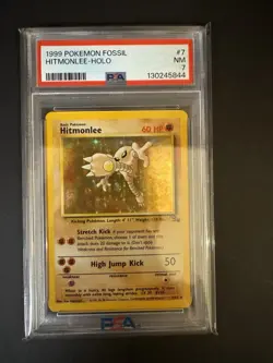 Hitmonlee Holo #7/62 - 1999 Pokemon Fossil Unlimited - PSA 7 - Image 2