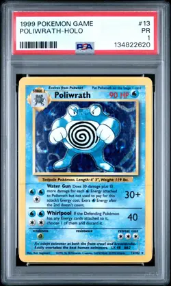 PSA 1 PR 1999 Pokemon Base Set Poliwrath 13/102 Holo Foil WOTC Unlimited - Image 1