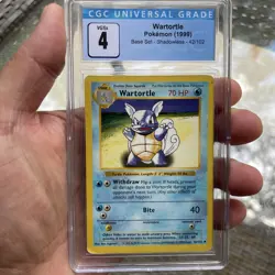Pokemon 1999 Base Set Shadowless Wartortle 42/102 CGC 4 VG/Ex - Image 1