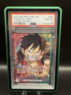 2022 ONE PIECE OP01-ROMANCE DAWN ALTERNATE ART #003 MONKEY D. LUFFY PSA 10 - Image 1