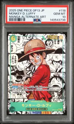 Namco Monkey D. Luffy OP13-118 Carrying on His Will Secret Rare Foil PSA 10 2025 - Image 1