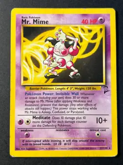 Mr. Mime 27/130 Non Holo Rare Base Set 2 - Pokemon Card WOTC - MP - Image 1