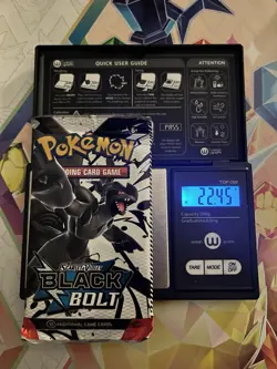 Heavy! 22.45g Pokemon TCG SV 10.5 Black Bolt Booster Pack Sealed! - Image 1