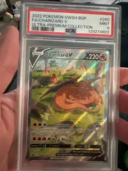 2022 POKEMON SWSH BLACK STAR PROMO #260 FULL ART/CHARIZARD V PSA 9 MINT - Image 1