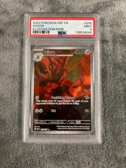 PSA 9 Mint 2023 Pokemon OBF EN Scizor #205/197 Illustration Rare - Image 1