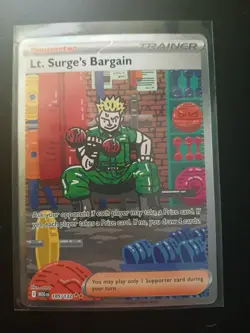 Pokemon Lt. Surge's Bargain 185/132 Special Illustration Rare Mega Evolution SIR - Image 1