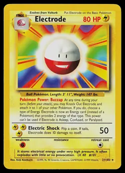 Pokemon Card - Electrode Base Set 21/102 Rare - Image 1