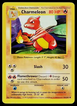Pokemon Card - Charmeleon Base Set (Shadowless) 24/102 Uncommon - Image 1
