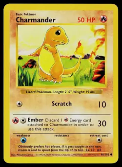 Pokemon Card - Charmander Base Set (Shadowless) 46/102 Common - Image 1