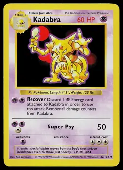 Pokemon Card - Kadabra Base Set (Shadowless) 32/102 Uncommon - Image 1