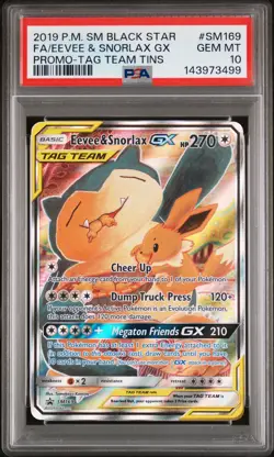 2019 POKEMON SM BLACK STAR PROMO #SM169 FULL ART/EEVEE & SNORLAX GX PSA 10 - Image 1