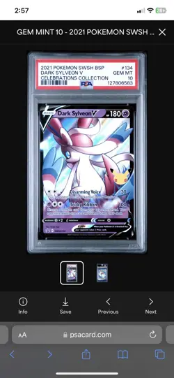 PSA 10 Dark Sylveon V Celebrations 25th Anniversary Pokemon SWSH134 Promo Mint! - Image 1
