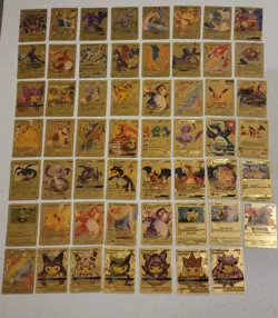 Lot of 55 Gold Foil Pokemon Card Fan Art Cards (All Cards Pictured) Mint Cond - Image 1