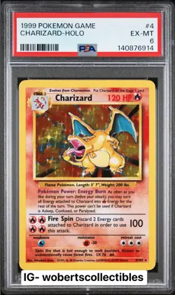 1999 Pokemon Charizard Holo Base Set #4 PSA 6 EX-MT - Image 1