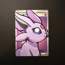 Espeon Pokemon Psychic Energy Card Hand Drawn Custom 1/1 - Image 1