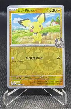 Pokemon Scarlet & Violet Destined Rivals Ethan’s Pichu 071/182 Reverse Holo - Image 1