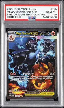 2025 POKEMON PFL EN-PHANTASMAL FLAMES #125 MEGA CHARIZARD X EX PSA 10 - Image 1