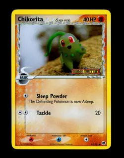 2006 Pokemon CHIKORITA Ex Dragon Frontiers Set REVERSE HOLO Stamped Card 44/101 - Image 2