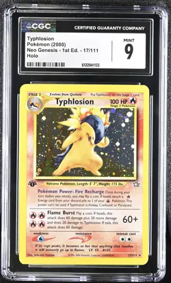 CGC 9 MINT Typhlosion Neo Genesis 1st Edition 17/111 Holo SWIRL Pokemon Card - Image 1