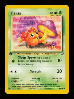 Paras 47/64 1st Edition Neo Revelation Pokemon Card - Image 1
