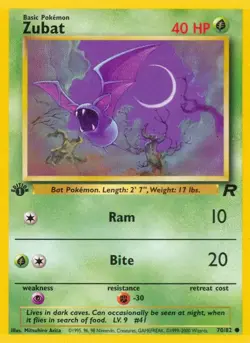 Zubat 70/82 Common Team Rocket 1st Edition Non Holo Pokemon Card - Image 1