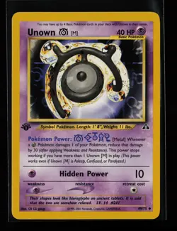 Unown [M] 49/75 Uncommon Non Holo 1st Edition Neo Discovery Pokemon Card - Image 1