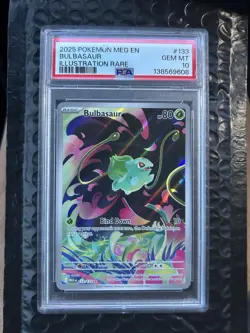 Pokemon Bulbasaur 133/132 Mega Evolution Holo PSA 10 Illustration Rare - Image 1