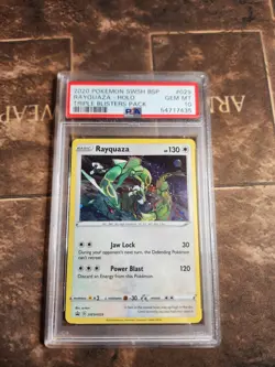 2020 Pokemon SWSH BSP Triple Blister Pack #029 Rayquaza Holo PSA 10 - Image 1