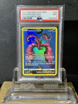 2023 POKEMON SWSH BLACK STAR PROMO CROWN ZENITH TIN #284 GALARIAN MOLTRES PSA 9 - Image 1