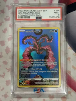 2023 POKEMON SWSH BLACK STAR PROMO CROWN ZENITH TIN #284 GALARIAN MOLTRES PSA 9 - Image 3