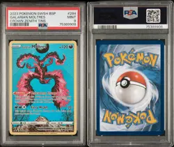 2023 POKEMON SWSH BLACK STAR PROMO CROWN ZENITH TIN #284 GALARIAN MOLTRES PSA 9 - Image 5
