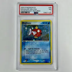 2004 Pokemon EX Team Rocket Returns Magikarp Reverse Holo Foil 65/109 PSA 7 NM - Image 1