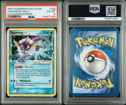 2007 POKEMON EX POWER KEEPERS GOLD STAR #102 VAPOREON-HOLO PSA 6 - Image 3