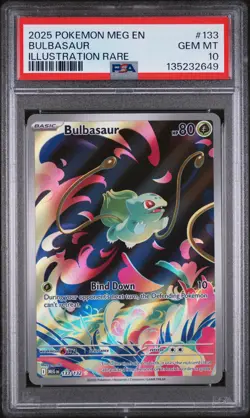 2025 POKEMON MEG EN-MEGA EVOLUTION ILLUSTRATION RARE #133 BULBASAUR PSA 10 - Image 1