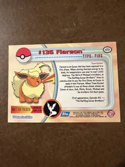 2000 Topps Pokemon TV Animation Edition Series 3 Non Holo #136 Flareon - Image 2