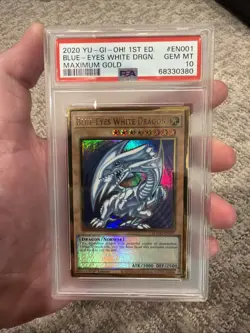2020 YU-GI-OH! MAXIMUM GOLD 1ST EDITION #EN001 BLUE-EYES WHITE DRAGON PSA 10 - Image 1